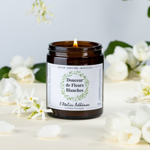 Bougie parfumée artisanale Douceur de Fleurs Blanches L'Atelier Adhémar